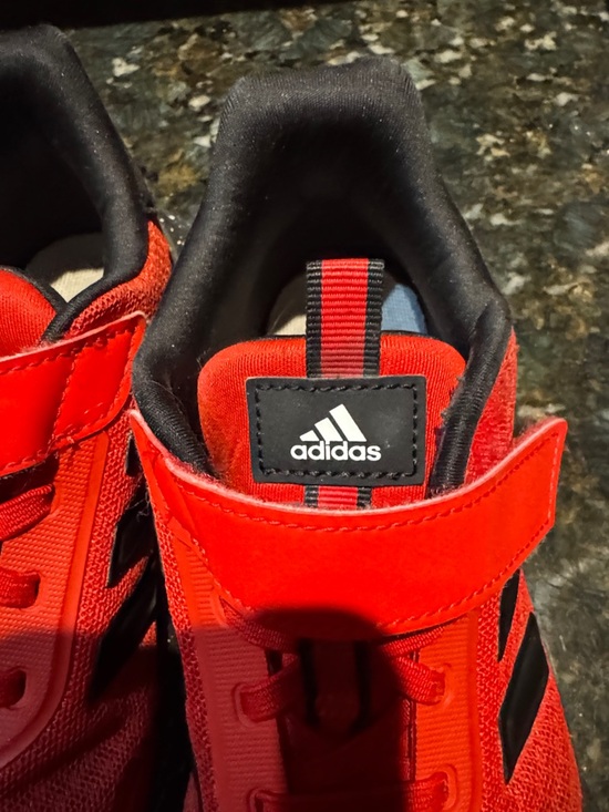 Kids Red and Black Adidas Velcro Sneakers size 2 1/2 kids - Picture 6 of 8